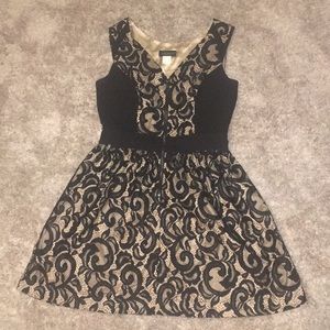 Black and cream lace party dress
